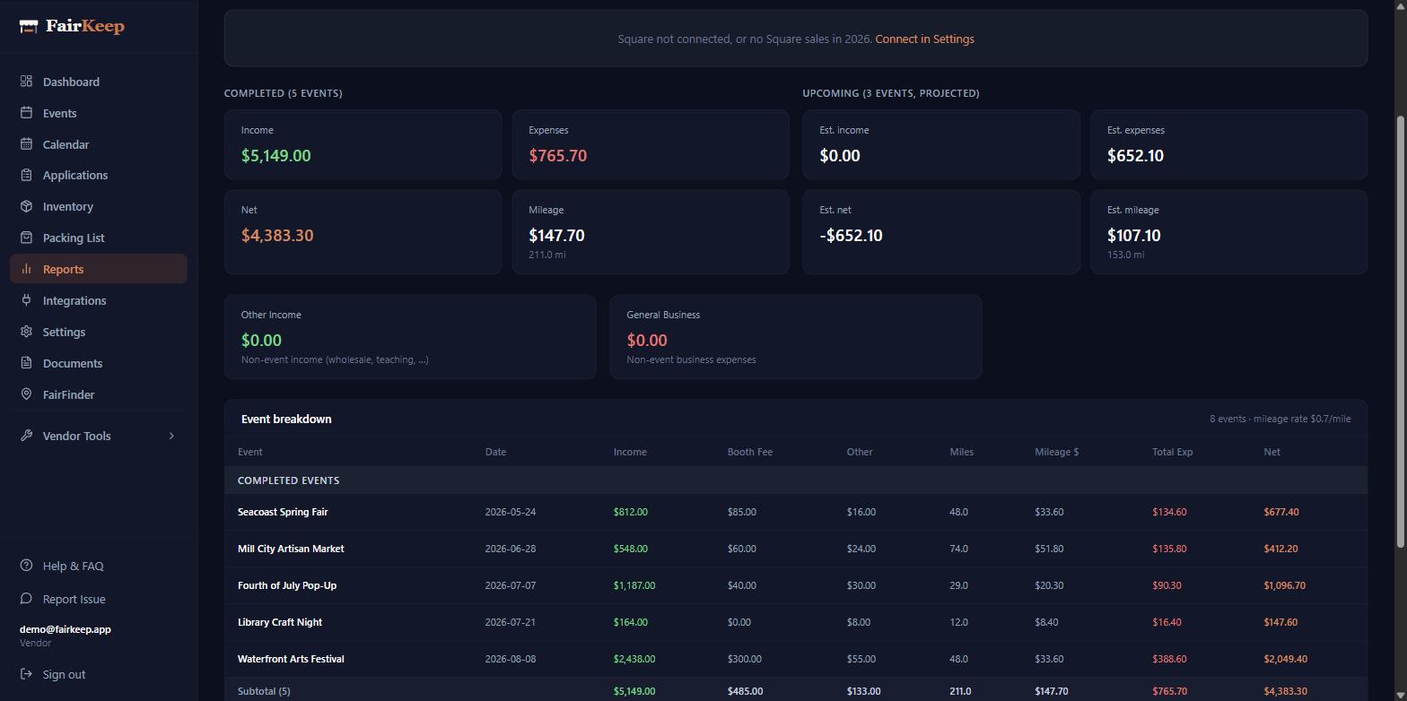 Run a tax report screenshot