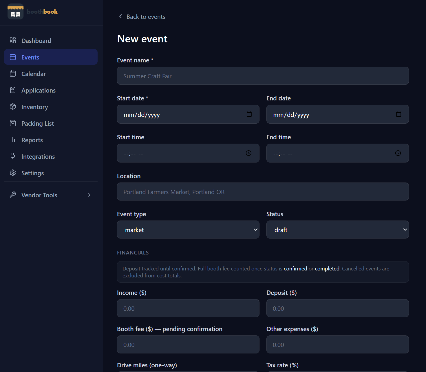 Track your first event screenshot