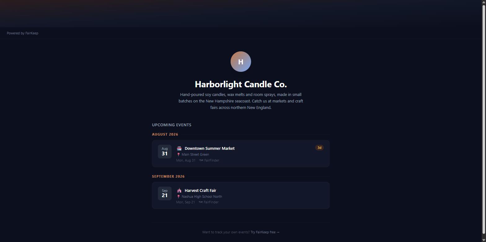 Set up your public vendor page screenshot